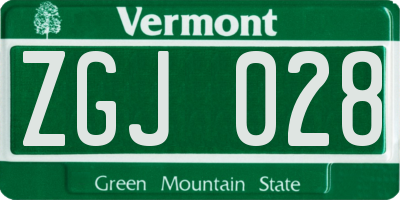 VT license plate ZGJ028