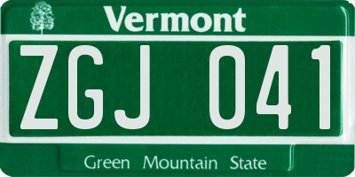 VT license plate ZGJ041