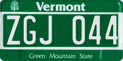 VT license plate ZGJ044