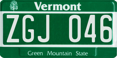 VT license plate ZGJ046
