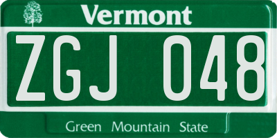VT license plate ZGJ048