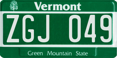 VT license plate ZGJ049