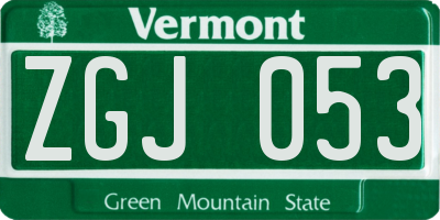 VT license plate ZGJ053