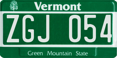 VT license plate ZGJ054