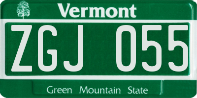 VT license plate ZGJ055