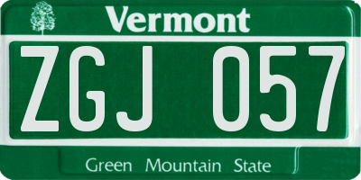 VT license plate ZGJ057