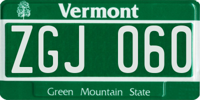 VT license plate ZGJ060