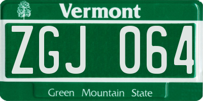 VT license plate ZGJ064