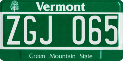 VT license plate ZGJ065