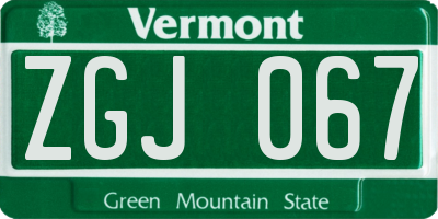 VT license plate ZGJ067