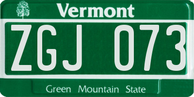 VT license plate ZGJ073