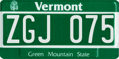 VT license plate ZGJ075