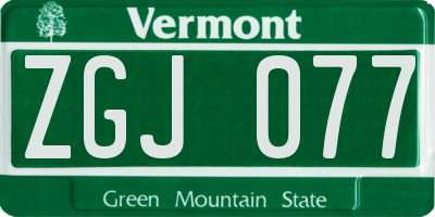 VT license plate ZGJ077