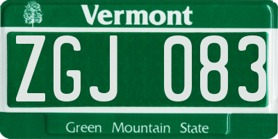 VT license plate ZGJ083