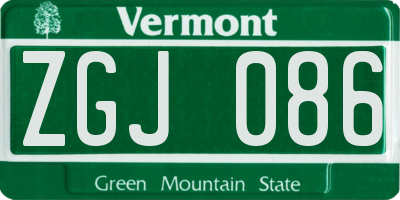VT license plate ZGJ086