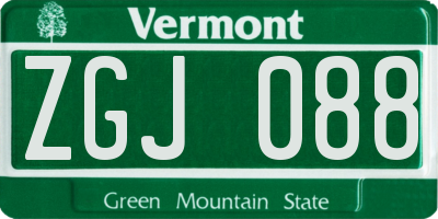 VT license plate ZGJ088