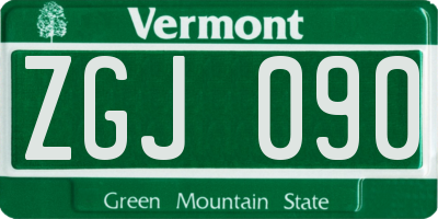 VT license plate ZGJ090