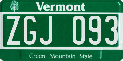 VT license plate ZGJ093