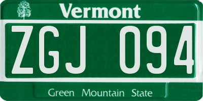 VT license plate ZGJ094