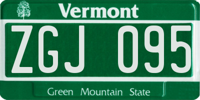 VT license plate ZGJ095