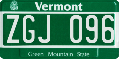 VT license plate ZGJ096