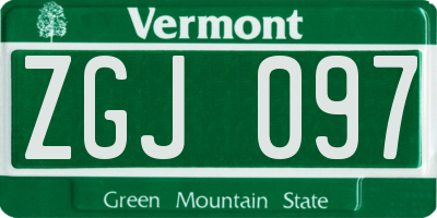 VT license plate ZGJ097