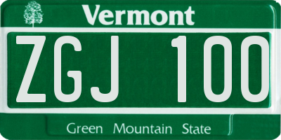 VT license plate ZGJ100