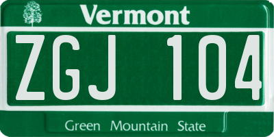 VT license plate ZGJ104