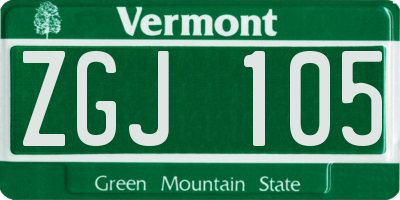 VT license plate ZGJ105