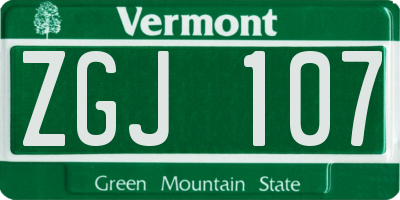 VT license plate ZGJ107
