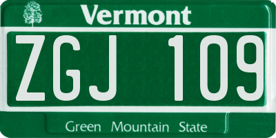 VT license plate ZGJ109