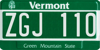 VT license plate ZGJ110