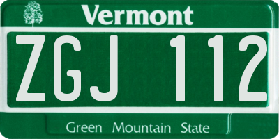 VT license plate ZGJ112