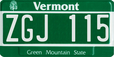 VT license plate ZGJ115
