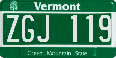 VT license plate ZGJ119