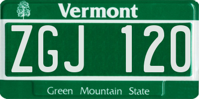 VT license plate ZGJ120