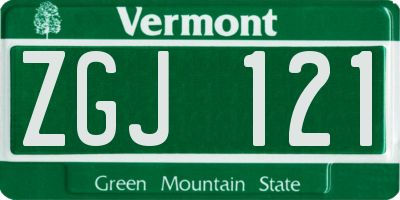 VT license plate ZGJ121