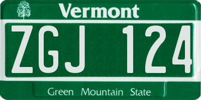 VT license plate ZGJ124