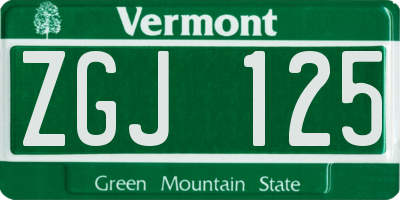 VT license plate ZGJ125