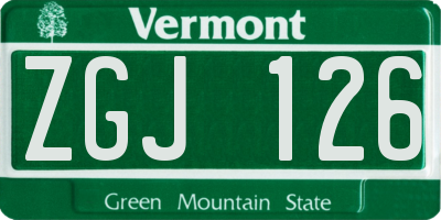 VT license plate ZGJ126
