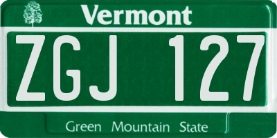 VT license plate ZGJ127