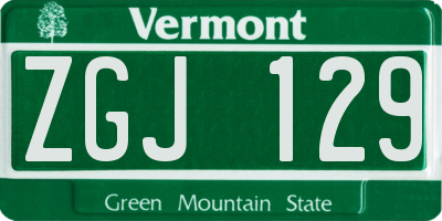 VT license plate ZGJ129