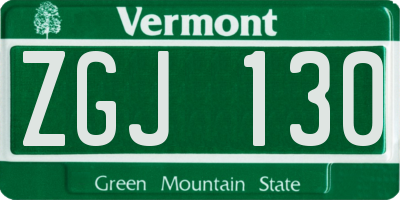 VT license plate ZGJ130