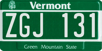 VT license plate ZGJ131