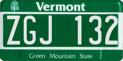 VT license plate ZGJ132