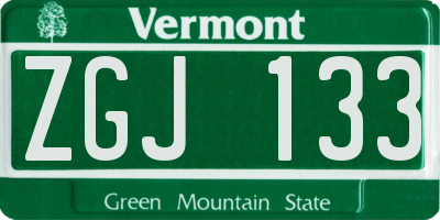 VT license plate ZGJ133