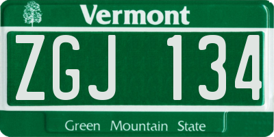VT license plate ZGJ134