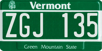 VT license plate ZGJ135