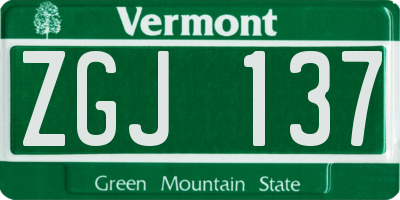 VT license plate ZGJ137