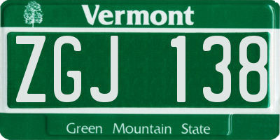 VT license plate ZGJ138